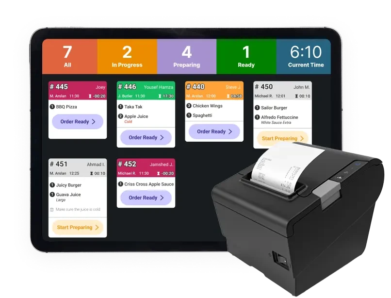 Kitchen Display System with thermal printer
